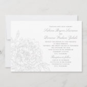 Elegant Gray White Floral Peony Wedding Kaart (Voorkant)