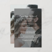 Elegant Gray & White Photo Wedding Invitation Kaart (Voorkant / Achterkant)