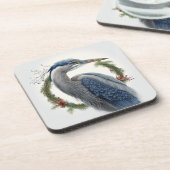 Elegant Great Blue Heron Feestdagen/Kerstmis Bier Onderzetter (Linkerzijde)