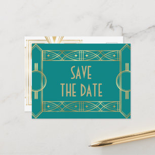 Elegant Great Gatsby Art Deco Save the Dates Aankondigingskaart