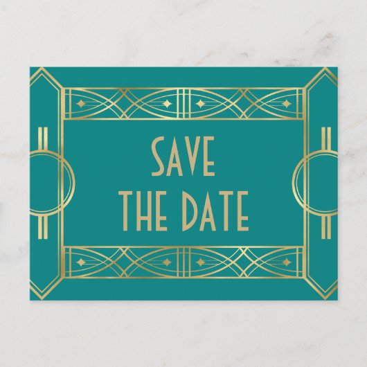 Elegant Great Gatsby Art Deco Save the Dates Aankondigingskaart (Voorkant)