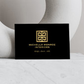 Elegant Greek Key Designer Logo Gold/Black Visitekaartje