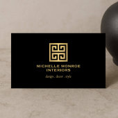 Elegant Greek Key Designer Logo Gold/Black Visitekaartje