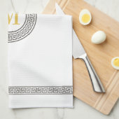 Elegant Greek Key Monogram Kitchen Towels Theedoek (Quarter Fold)