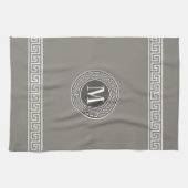 Elegant Greek Key Monogram Kitchen Towels Theedoek (Horizontaal)