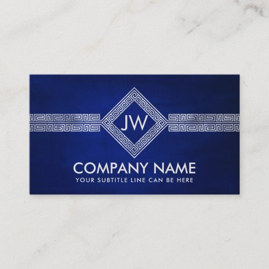 Elegant Greek Meander Key Monogram Visitekaartje (Voorkant)