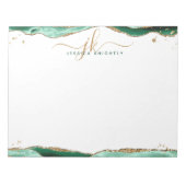 Elegant Green Agate Script Monogram Initialen Notitieblok (Voorkant)