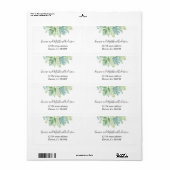 Elegant Green and Blue Palm Greenery Shipping Etiket (Full Sheet)