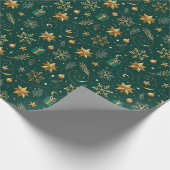 Elegant Green and Gold Christmas Cadeaupapier (Hoek)