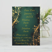 Elegant Green and Gold Design Wedding Invitation (Debout devant)
