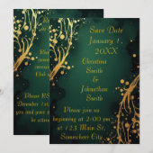 Elegant Green and Gold Design Wedding Invitation (Devant / Derrière)