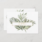 Elegant Green and Gold Leaf Table Place Card Kaart (Voorkant / Achterkant)