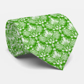 Elegant Green and White Floral Damaskers Stropdas (Opgerold)
