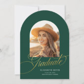 Elégant Green Arch Photo Faire-part de graduation (Devant)