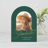 Elégant Green Arch Photo Faire-part de graduation (Debout devant)