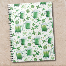 Elegant Green Beer Mugs and Shamrocks White Notitieboek
