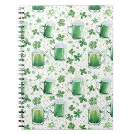 Elegant Green Beer Mugs and Shamrocks White Notitieboek