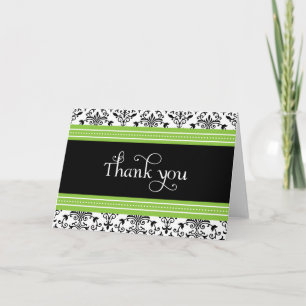 Elegant Green & Black Damask - Hartelijk dank Bedankkaart