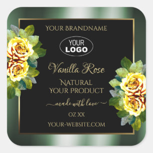 Elegant Green Black Product Label Geel roze Logo