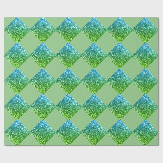 Elegant Green Blue Glitter Abstract Chic Cadeaupapier (Vlak)