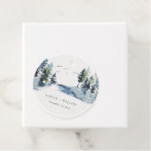 Elegant Green Blue Pine Bossen Forest Vods Weddens Bedankjes Labels (In situ)