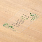 Elegant Green Botanical Wedding Acryl Uitnodigingen (Laagn)