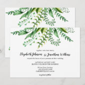 Elegant Green Botanical Wedding Ceremony Kaart (Voorkant / Achterkant)