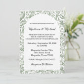 Elegant Green Botanical Wedding Kaart (Staand voorkant)