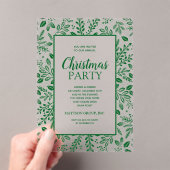 Elegant Green Botanicals Christmas Party Acryl Uitnodigingen (Insitu (Draagbaar))