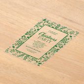 Elegant Green Botanicals Christmas Party Acryl Uitnodigingen (Laagn)