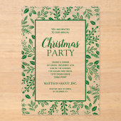 Elegant Green Botanicals Christmas Party Acryl Uitnodigingen (Voorkant)