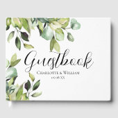Elegant Green Botanicals Wedding Gastenboek (Voorkant)