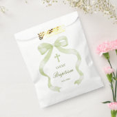 Elegant Green Bow Baptism Bedankzakje (Gezegeld)