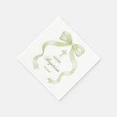 Elegant Green Bow Baptism Servet (Hoek)