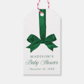 Elegant Green Bow Christmas Baby Shower Cadeaulabel (Voorkant)
