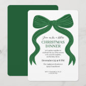 Elegant Green Bow Christmas Dinner Invitation (Devant / Derrière)