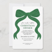 Elegant Green Bow Christmas Dinner Invitation (Devant)