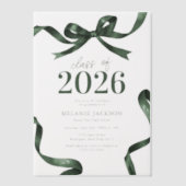 Elegant Green Bow Graduation Party Vellum Uitnodigingen (Voorkant)