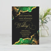 Elegant Green Bronze Gold Wedding Kaart (Staand voorkant)