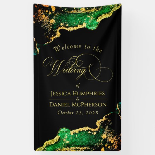 Elegant Green Bronze Gold Wedding Spandoek (Verticaal)