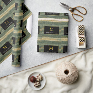 Elegant Green Brush met goud en zwart Cadeaupapier