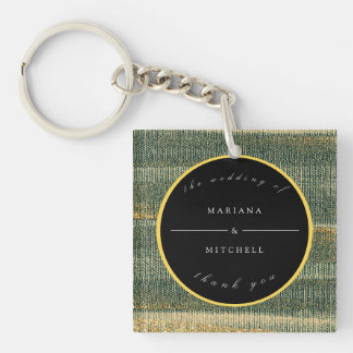 Elegant Green Brush met goud en zwarte ronde Sleutelhanger