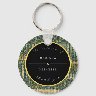 Elegant Green Brush met goud en zwarte ronde Sleutelhanger