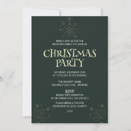 Elegant Green Christmas Party Invitation – Holiday Kaart