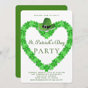 Elegant Green Clover Pet St.Patrick Party Kaart