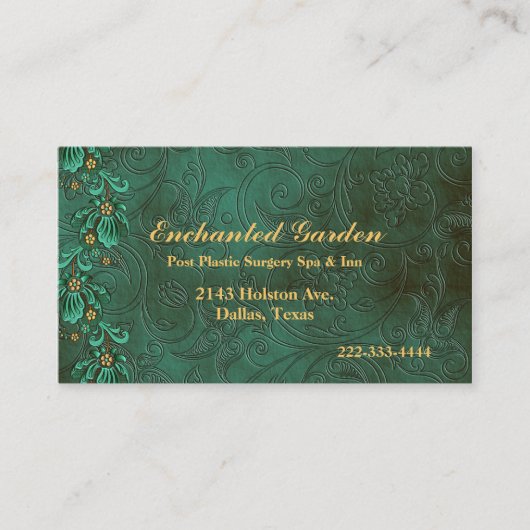 Elegant Green Damask Custom Visitekaartje (Voorkant)
