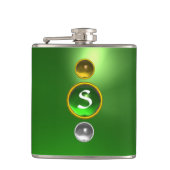 ELEGANT GREEN EMERALD GEMSTONE MONOGRAM HEUPFLES (Voorkant)