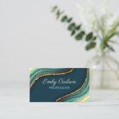 Elegant green emerald marble art faux goudglitter afsprakenkaartje (Staand voorkant)