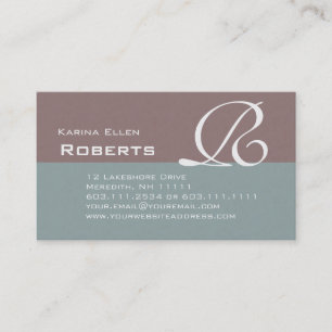 Elegant Green en Brown Textured Monogram Classic Visitekaartje