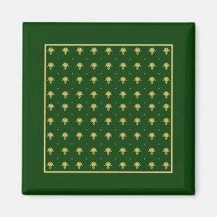 Elegant Green en Gold Damask Magneet